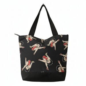 Betty Boop Black Tote Bag with Cartoon Print